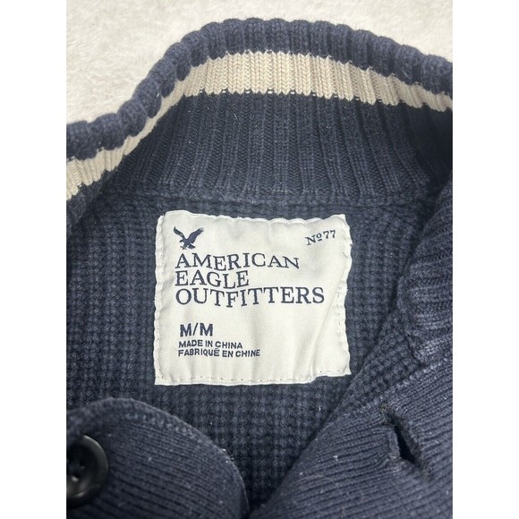 American Eagle Outfitters Knit Sweater Men's Size Medium 1/4 Henley Mock Neck - Picture 4 of 9